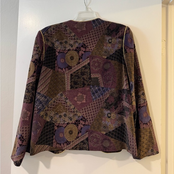 Koret vintage Women's Patchwork micro velvet Jacket blazer- Purple and Brown - Picture 10 of 13